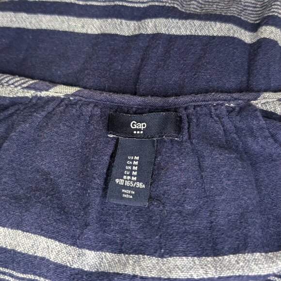 Gap Linen Blue Striped Blouse M EUC - Picture 2 of 4